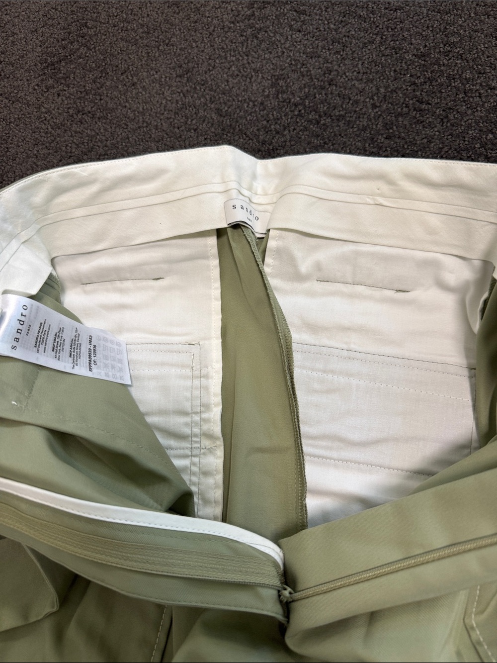 Sandro Light Olive Green High-Waist Chinos with Tie Belt size 38 EU - Picture 7 of 7